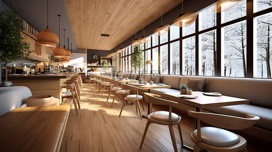 菜单设计背景图片_时尚现代的餐厅休息室设计以 3D 渲染