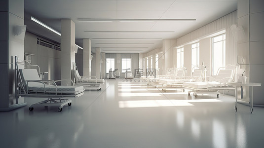 医院内部 3d 渲染图像中充足的复制空间