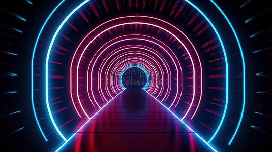 霓虹灯均衡器 3d 渲染循环隧道