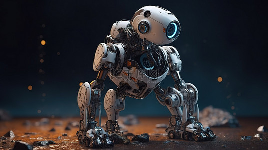 行星探险家是一个在宇宙中航行的 3D 渲染机器人