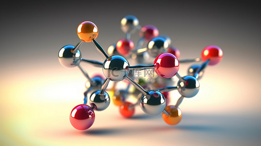 物理科学背景图片_科学探索的分子或原子背景 3D 渲染