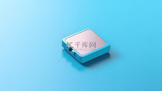 回忆背景图片_蓝色背景上单独站立的存储卡的 3D 模型
