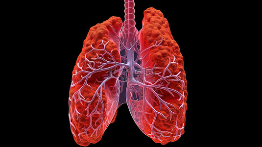 肺泡的包容性剪切路径 3D 渲染
