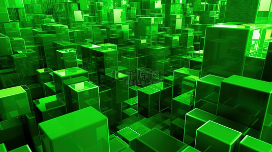 办公室插画背景图片_3D 挤压立方体隧道抽象充满活力的绿色完美的商务演示