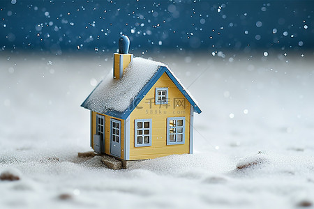 雪旁边的微型玩具屋