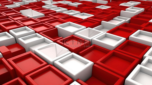 背景红色盒子背景图片_白色盒子海洋中的独特红色盒子