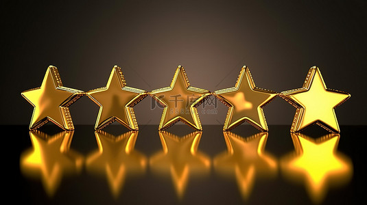 金星紫檀背景图片_3D 渲染积极服务体验反馈五颗金星的客户评论概念图