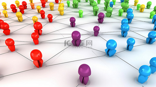 商务沟通人物背景图片_白色背景 3D 社交网络想法