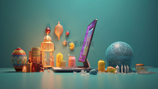 风扇商城背景图片_伊朗网上购物为您的社交媒体活动和网站提供 3D 渲染