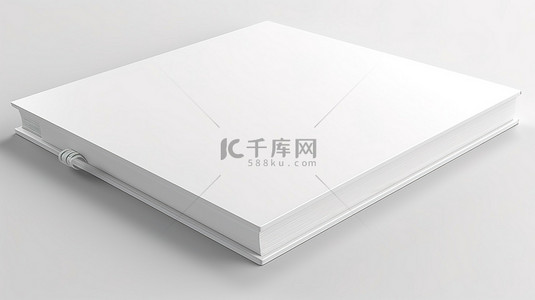 笔记本封面背景图片_白色背景与 3d 渲染空白书封面