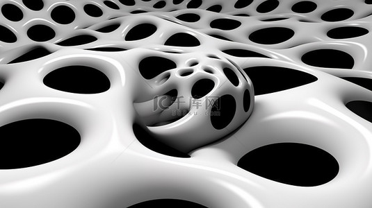 黑色缎面背景图片_豪华黑白抽象织物背景的 3D 插图