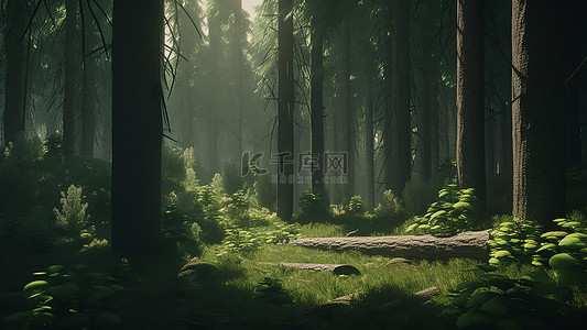 绿色树木植树节背景图片_森林笔直的树植物