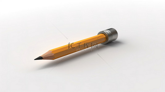 白色背景上孤立铅笔的 3d 插图