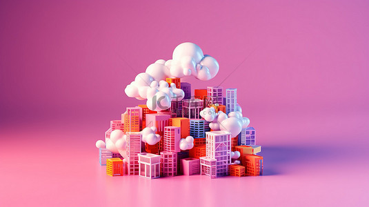 云数据传输背景图片_概述云计算概念精美的3D效果图