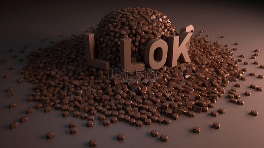 爱在 3D 巧克力片文本与 500k 喜欢插图