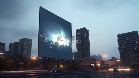 灯箱展示背景图片_城市景观渲染上的垂直广告牌