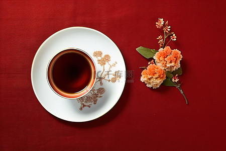 黑果枸杞背景图片_白盘上有红色背景的茶