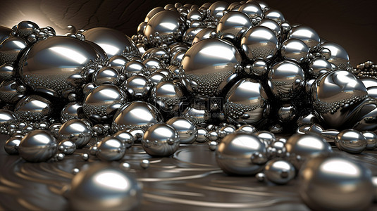 最好的未来背景图片_有机 3D 球，光滑柔软的波浪状形状，采用超现实的 3D 抽象艺术，采用金属铝材料制成
