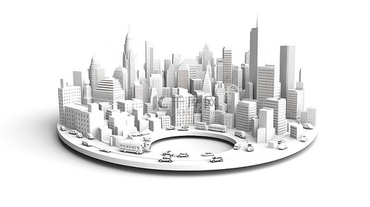 现代商务城市背景图片_数字化创建的现代城市景观中的白色城市交叉