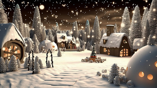 埃尔背景图片_3D 元素将圣诞节的魔力带入生活