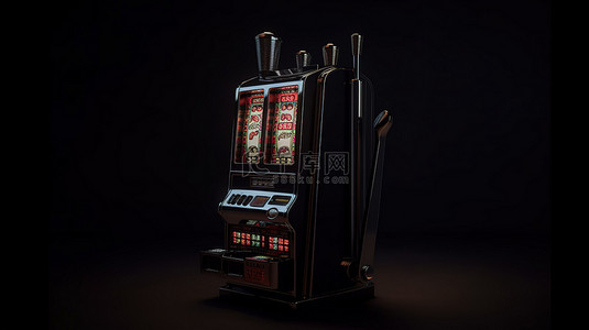 引人注目的黑色 3D 渲染中的概念赌场老虎机