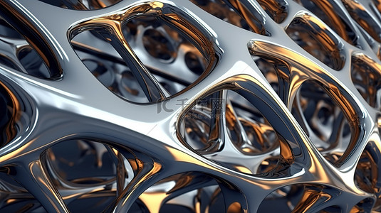 科技感蓝色背景背景图片_抽象 3D 渲染中描绘的高科技金属结构