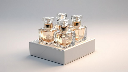 奢侈包背景图片_精致的香水瓶装在经典的盒子里，白色背景上的豪华模型