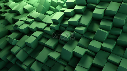 绿色色调的现代几何背景的 3D 渲染