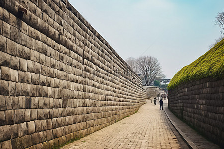 城堡垒背景图片_韩国城南市的街道和墙壁