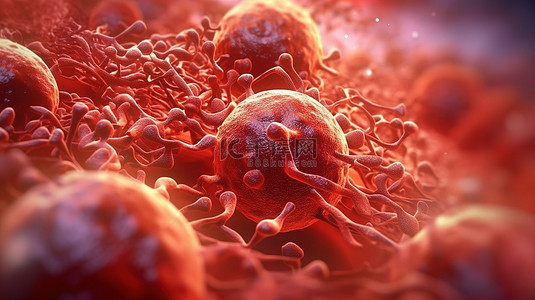癌细胞浸润血流的 3d 渲染