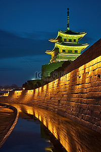 古堡背景图片_夜晚的韩国古堡