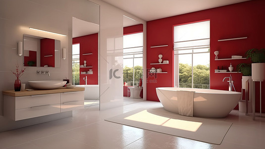 以 3D 呈现的现代浴室设计