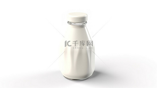 白色塑料瓶子样机背景图片_中性背景上带有空白标签的白色蛋黄酱瓶的 3D 渲染