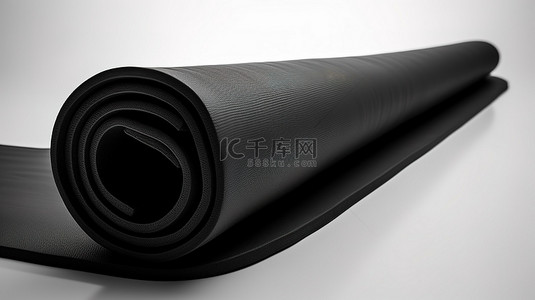 唐风宫廷瑜伽背景图片_白色背景展示 3D 渲染的黑色瑜伽垫