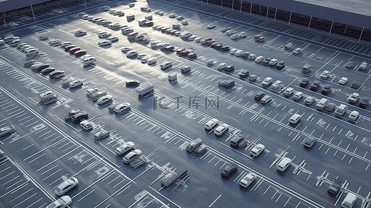 3D 渲染的空置停车场的鸟瞰图