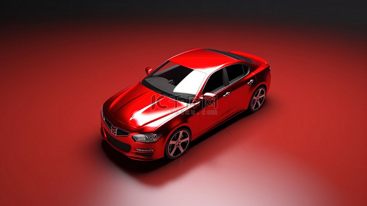 3D 渲染的红色汽车隔离车辆，具有引人注目的纹理