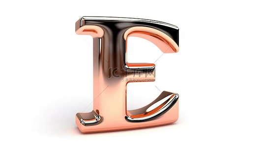 小写字母f背景图片_白色背景，具有 3D 渲染玫瑰金小写字母 f 和光滑的镀铬表面