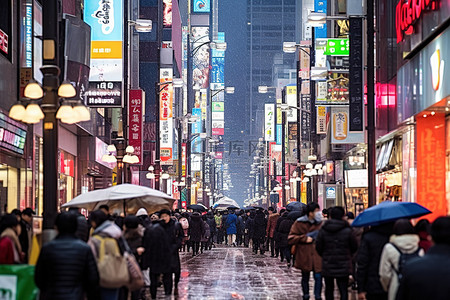 时政热点背景图片_首尔冬季夜生活热点