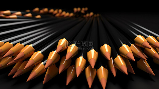 心型卷笔刀背景图片_3d 渲染中带有黑色笔尖的橙色铅笔