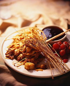 茴香小油条背景图片_美味的食物，如油条和鸡肉