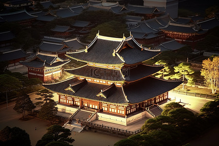 从天空北公园东全罗看韩国寺庙