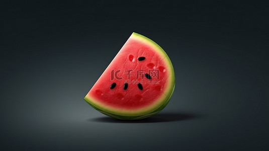 美食背景元素背景图片_1 西瓜食品和饮料图标的独立背景 3D 渲染