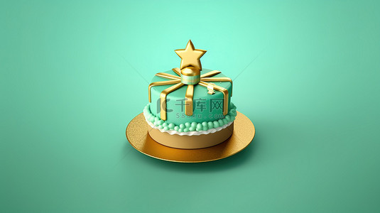 标志性的生日蛋糕社交媒体的 3D 渲染符号