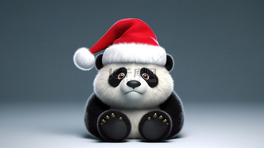 圣诞熊猫熊猫背景图片_圣诞老人熊猫吉祥物的 3d 渲染
