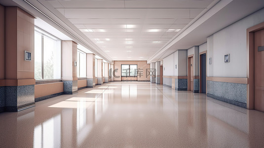 医疗卫生服务背景图片_3d 渲染的医院内部有大量可用空间