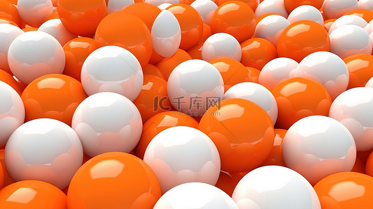 干净的白色背景上柔和的橙色球体，带有刺眼的灯光抽象数字艺术 3D