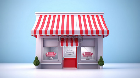 3D 渲染了当地市场营销概念的新开业商店位置的插图