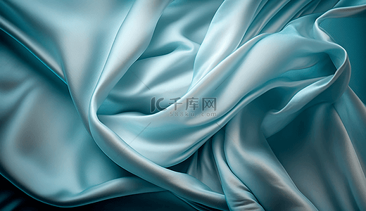 丝绸彩带背景图片_冰蓝色丝绸背景
