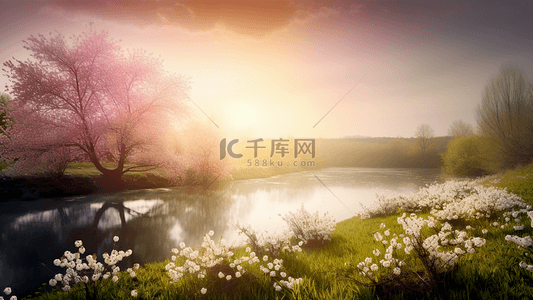 日光繁茂背景图片_日光草地花卉春季广告背景