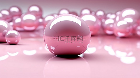 3D 极简主义粉色液体球渲染令人惊叹的抽象海报背景